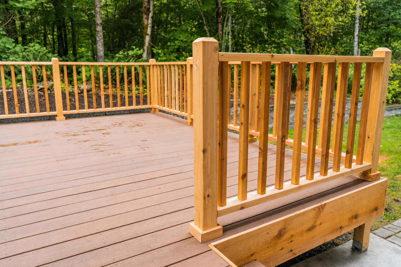 Cedar wood deck construction